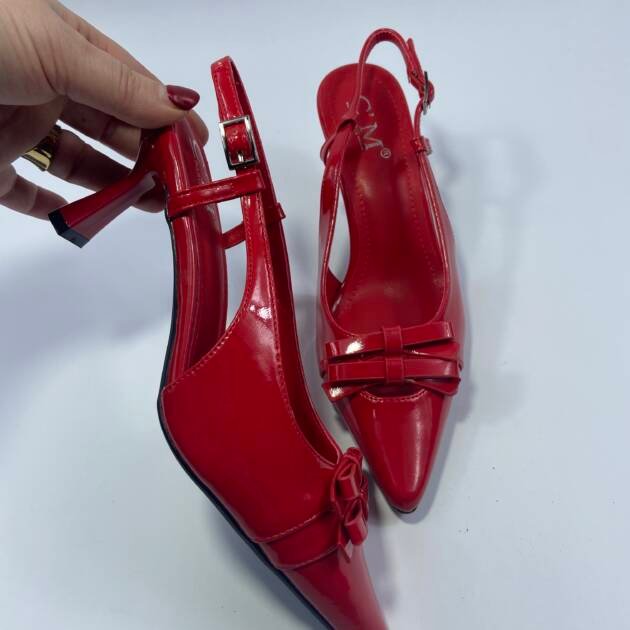 Γόβες mules κόκκινες λουστρίνι