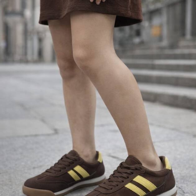 Sneakers γυναικεία καφέ κίτρινο