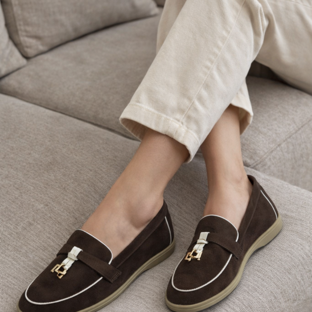 Loafers Suede καφέ-μπεζ