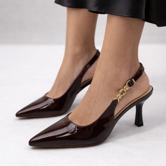 Mules με τακούνι σοκολατί καφε