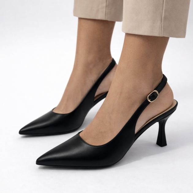 Mules με λεπτο τακουνι- Μαυρα