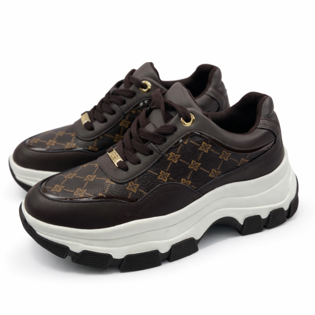 Sneaker δίπατο καφέ