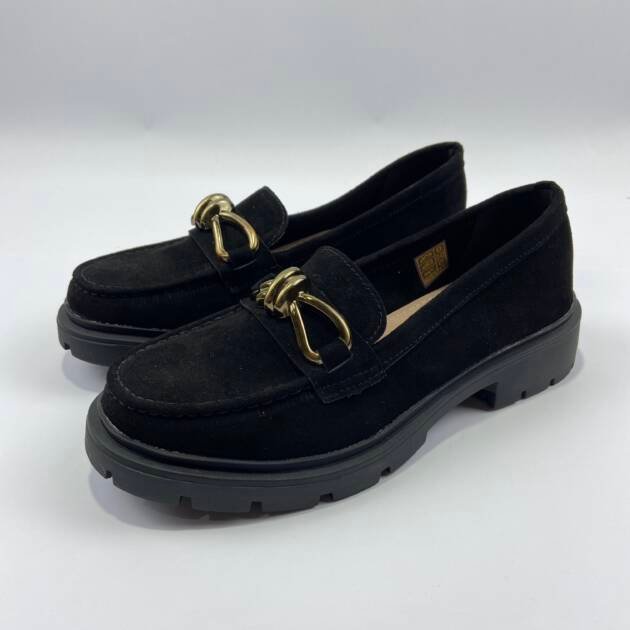 Μοκασίνι Leather 4cm μαύρο