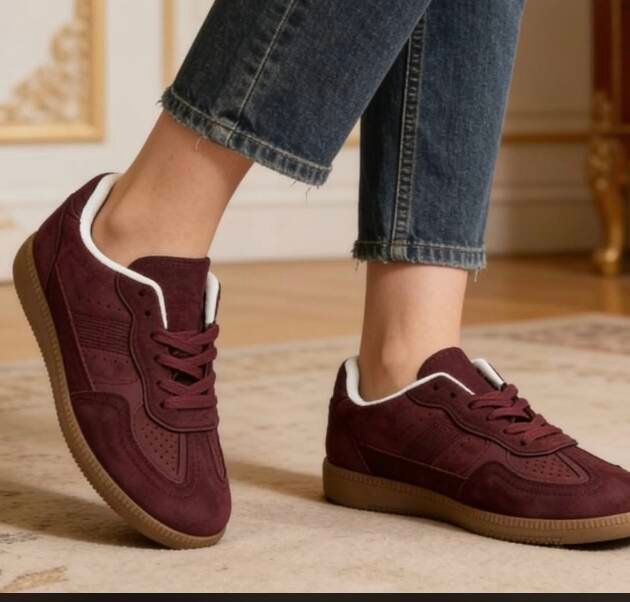 Γυναικεία Sneakers με Gum Σόλα Μπορντό