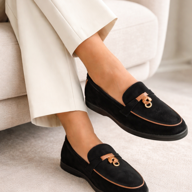 Γυναικεία Loafers Σουέτ Σε Μαύρη Απόχρωση