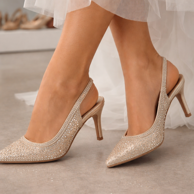 Slingback Γοβα Διάφανη με Στρας